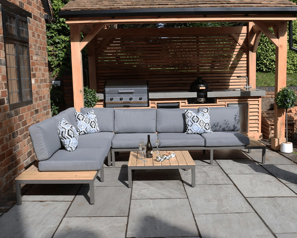 Aspen 6 Seater Corner Lounging Set - FSC 100% Certified Teak Wood