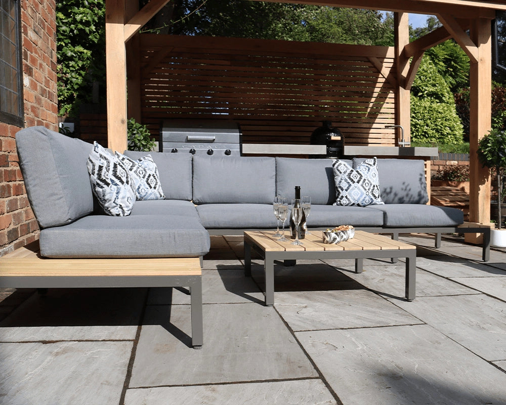 Aspen 6 Seater Corner Lounging Set - FSC 100% Certified Teak Wood