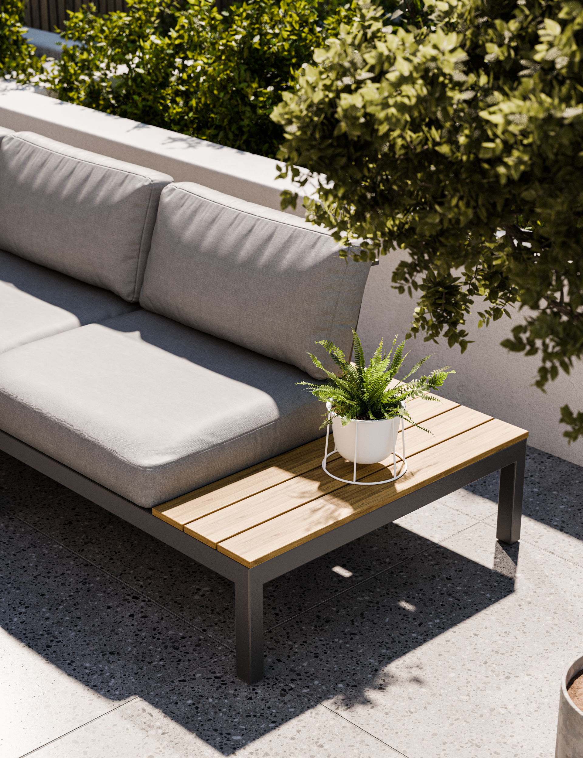 Aspen Teak 5 Seater Modular Mini Corner Lounging Set with Coffee Table