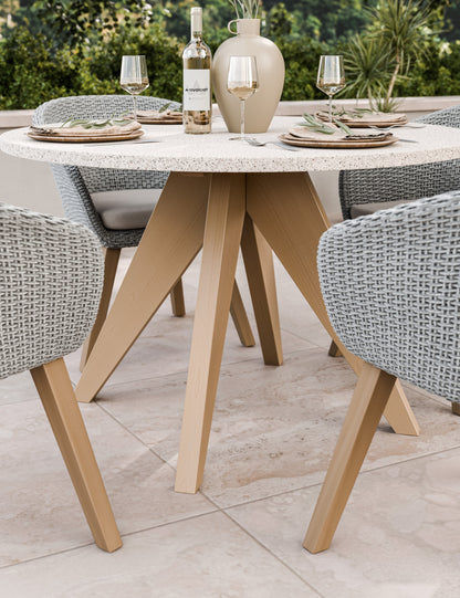 Astral 4 Seater Round Terrazzo Concrete Dining Set with Sol Dining Chairs