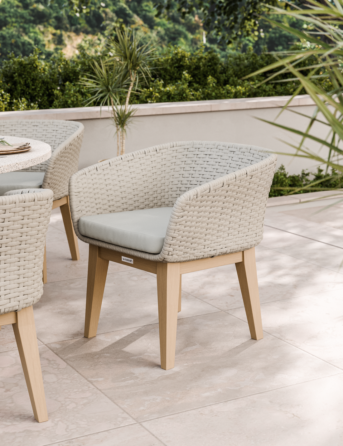 Astral 6 Seater Round Terrazzo Concrete Dining Set with Eden Dusk Dining Chairs