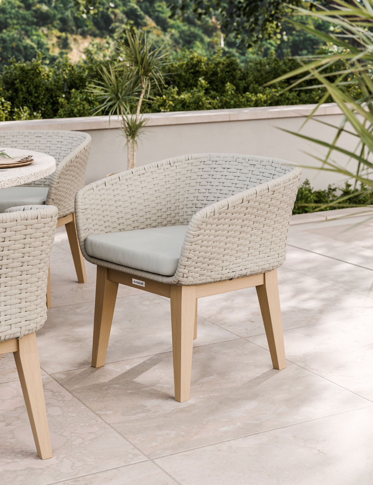 Astral 6 Seater Round Terrazzo Concrete Dining Set with Eden Dusk Dining Chairs
