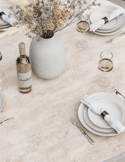 Bali 4 Seater Round Ceramic Glass Dining Set with Bali Rope Chairs