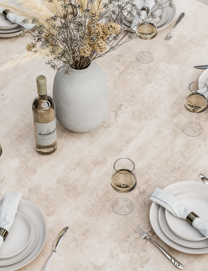 Bali 6 Seater Round Ceramic Glass Dining Set with Bali Rope Chairs