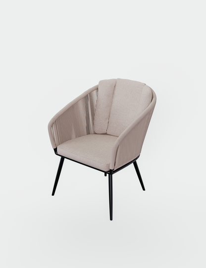 Bali 4 Seater Round Ceramic Glass Dining Set with Bali Rope Chairs