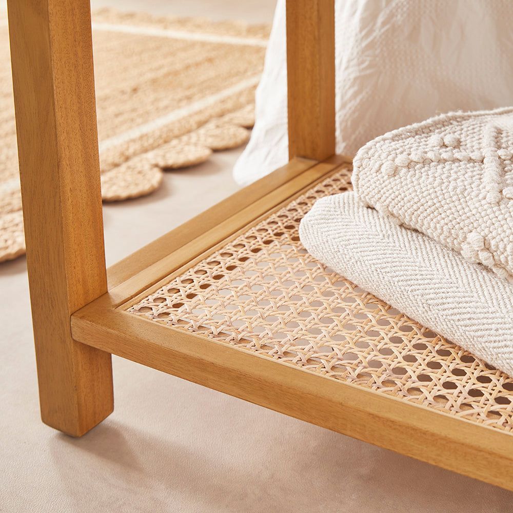 Image of Bali Rattan Bench with Storage Shelf