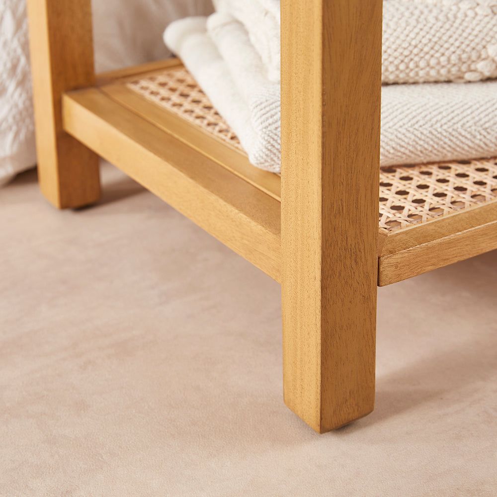 Image of Bali Rattan Bench with Storage Shelf