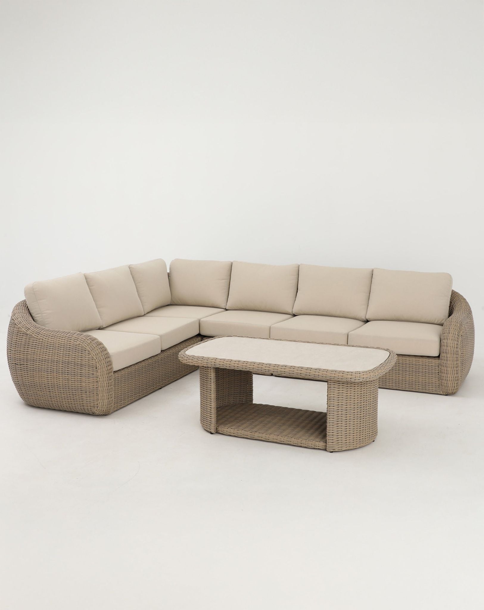 Image of BORA 6-Seater Rattan Lounging Set with Coffee Table - With Free Cover