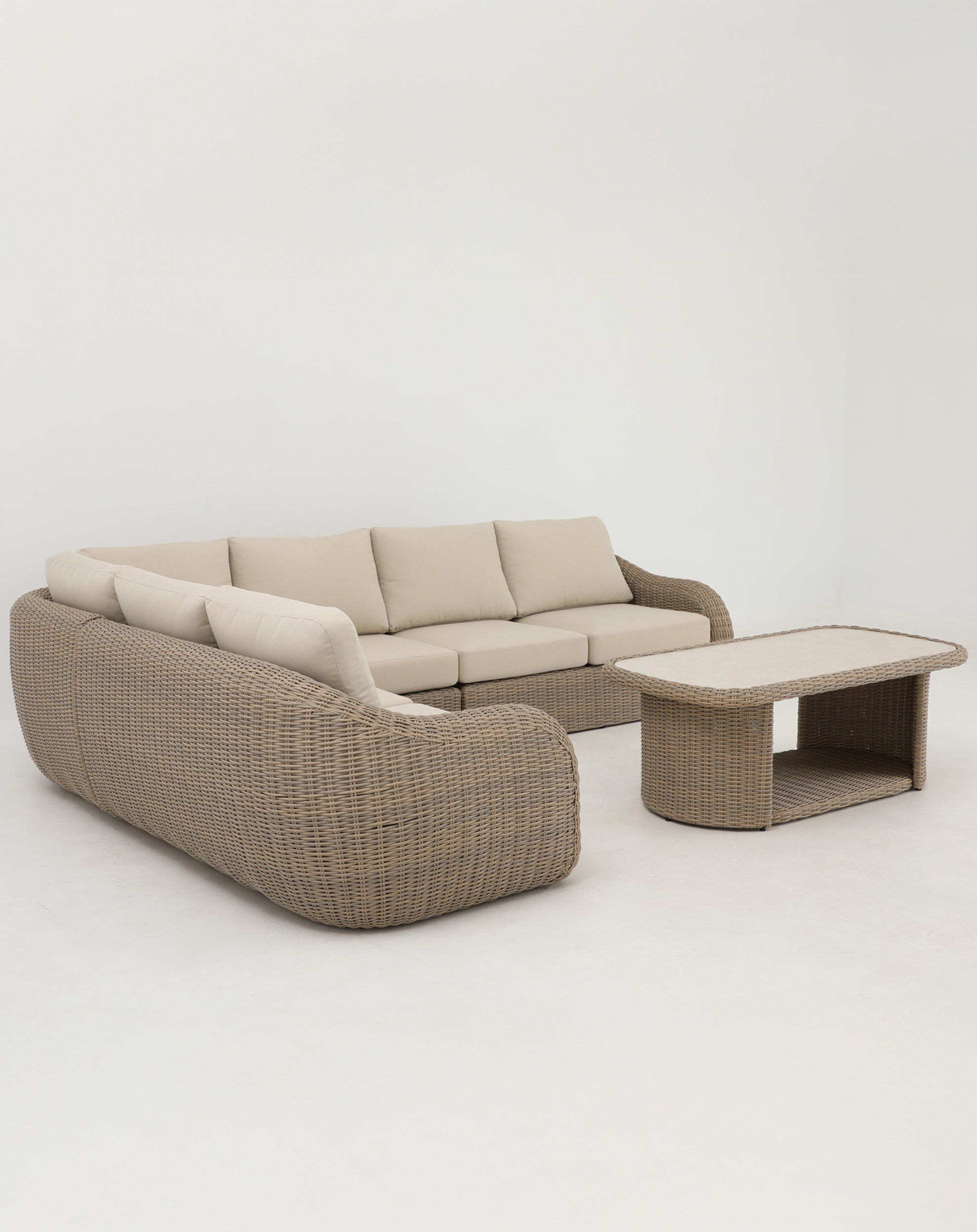 Image of BORA 6-Seater Rattan Lounging Set with Coffee Table - With Free Cover