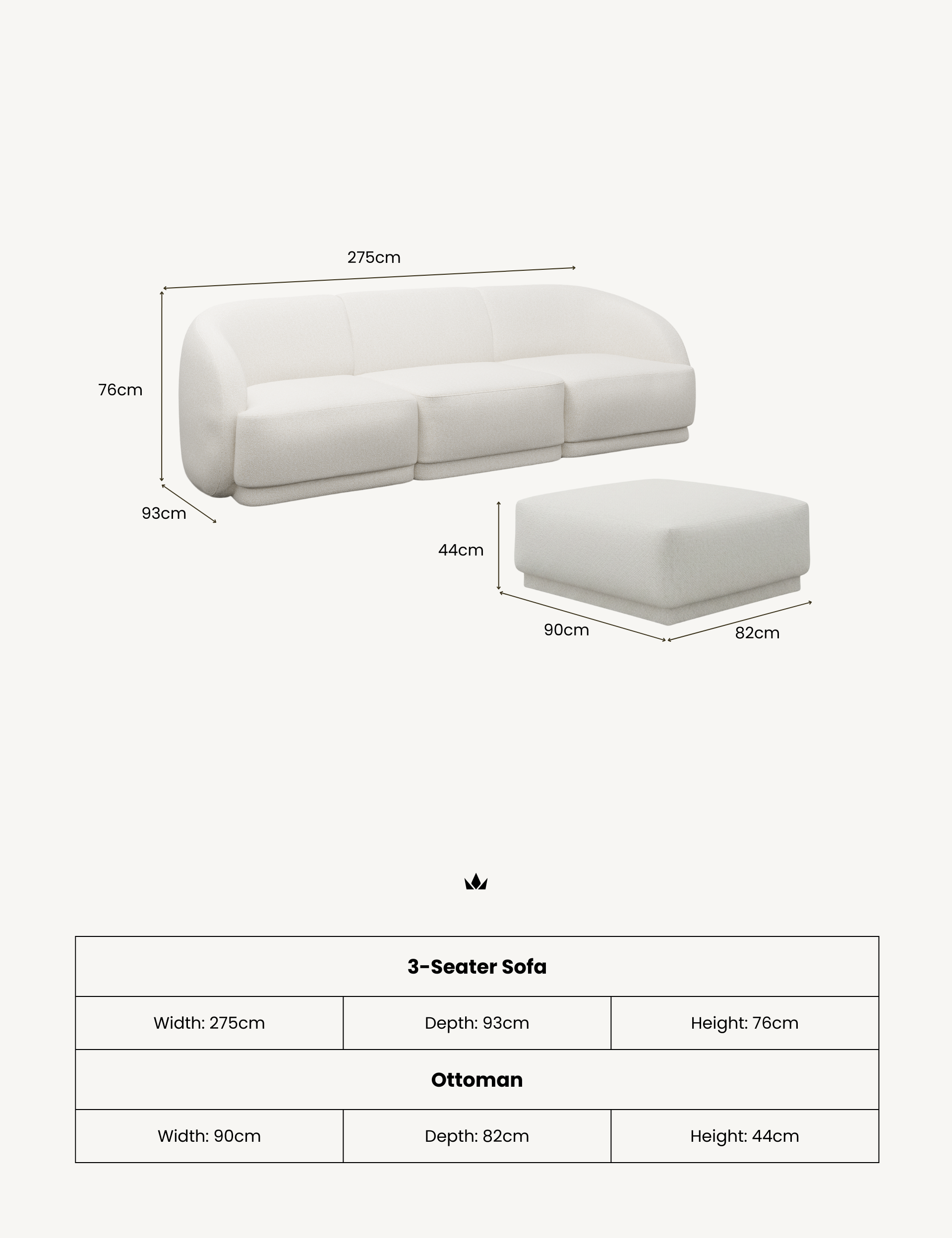Image of BOUX Three Seater Sofa with Ottoman