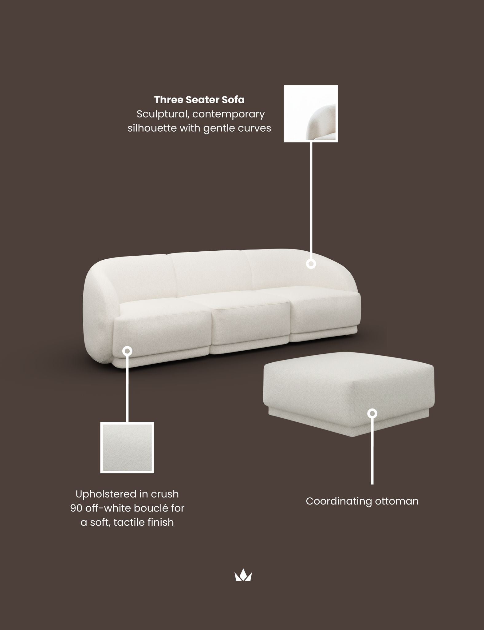 Image of BOUX Three Seater Sofa with Ottoman