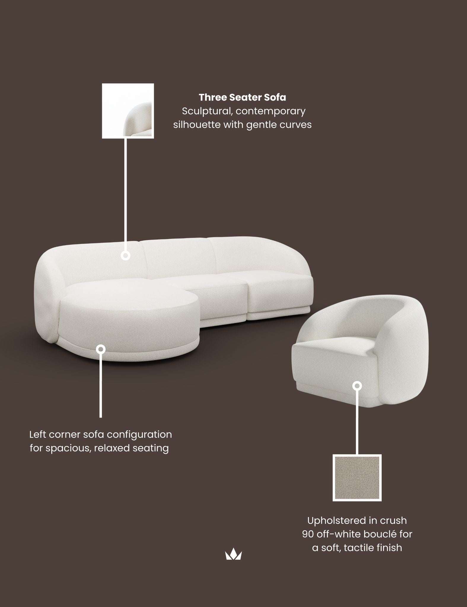 Image of BOUX Left Corner Sofa with Armchair
