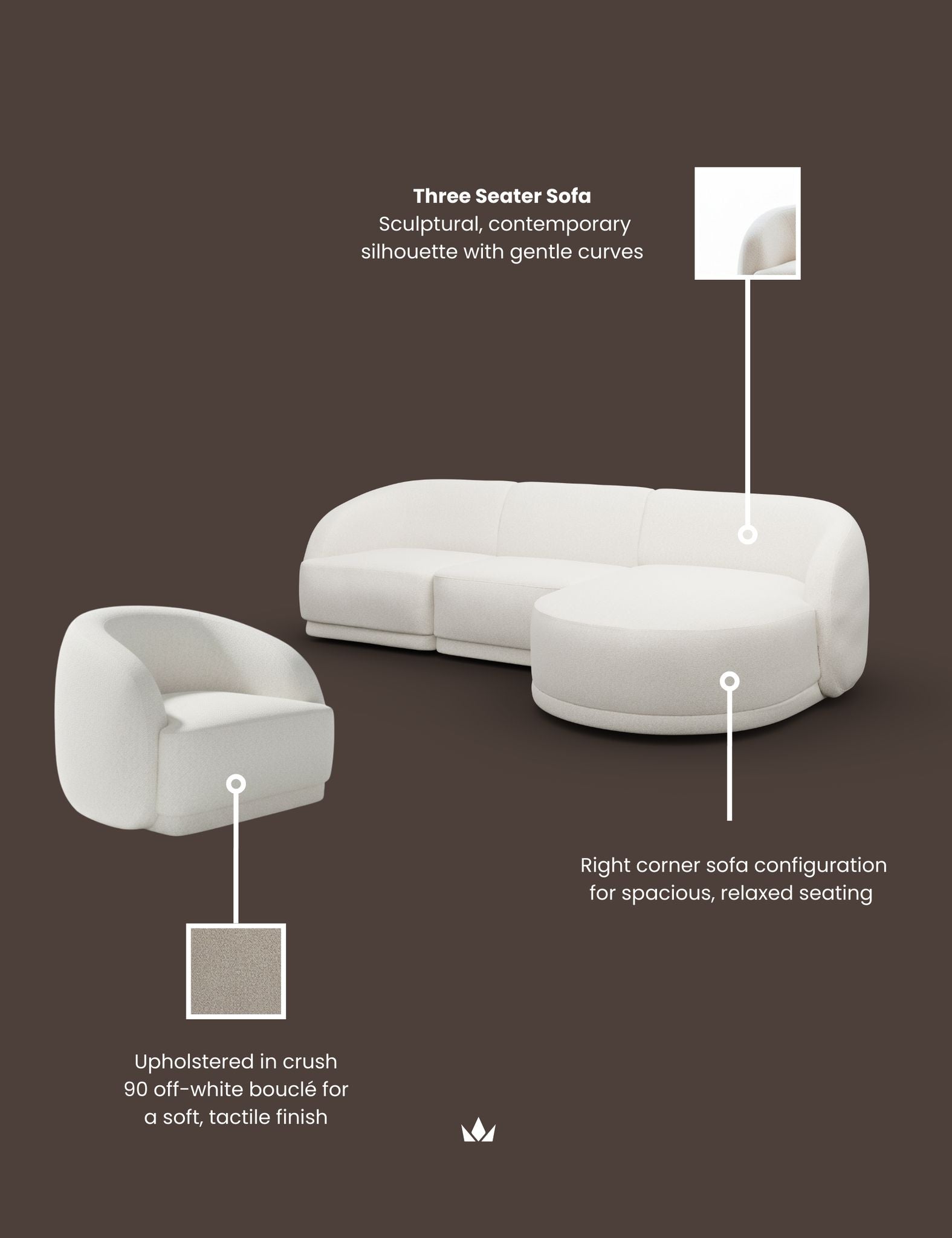Image of BOUX Right Corner Sofa with Armchair