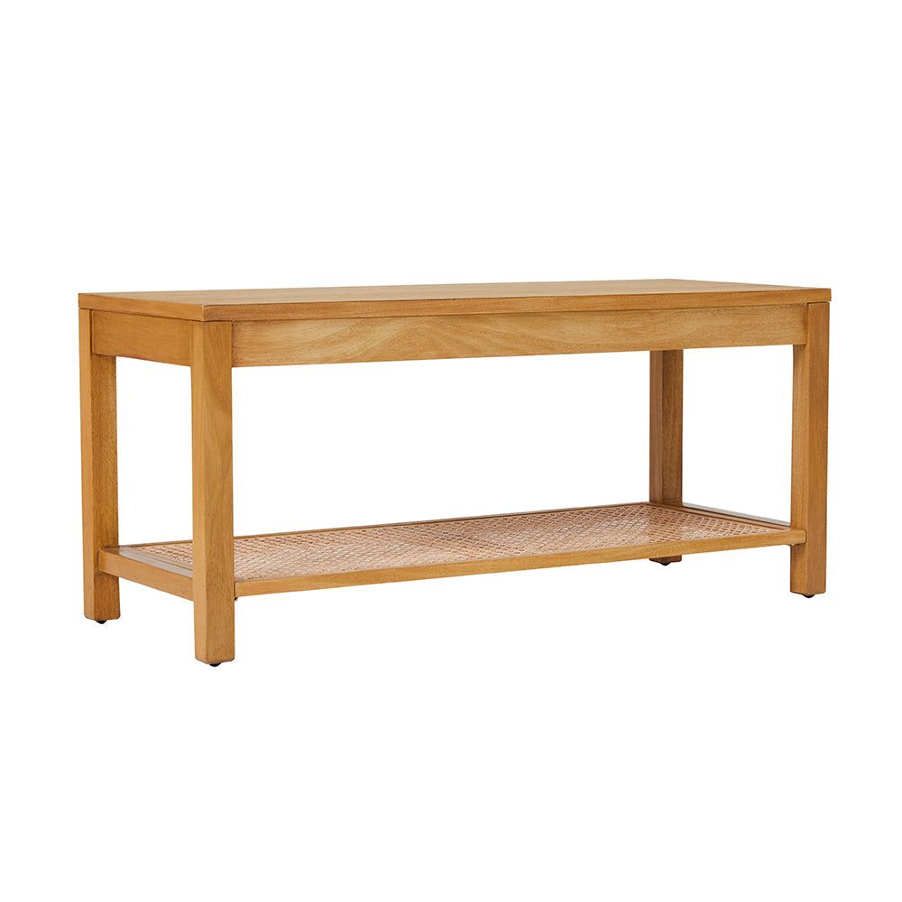 Image of Bali Rattan Bench with Storage Shelf