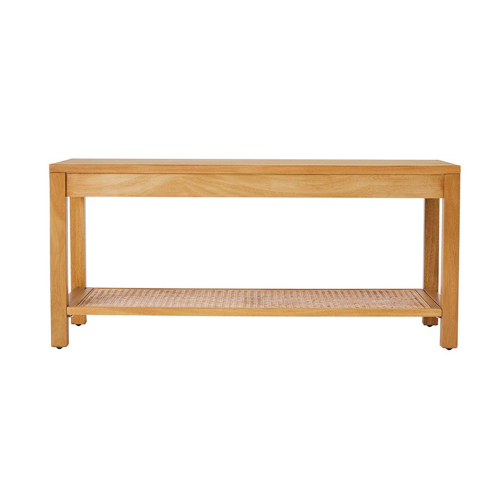 Image of Bali Rattan Bench with Storage Shelf