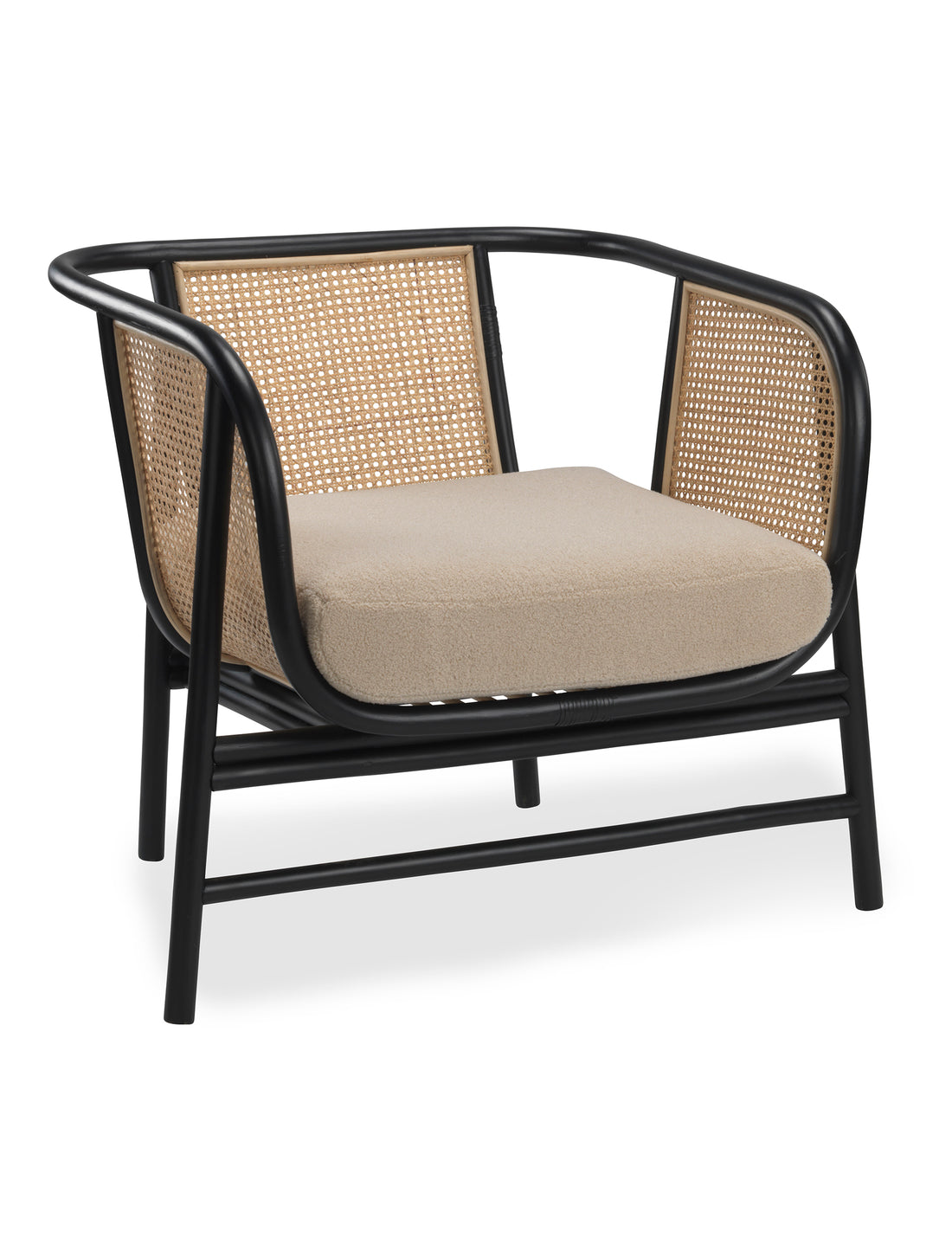 Antibes Black Rattan Boucle Lounge Chair
