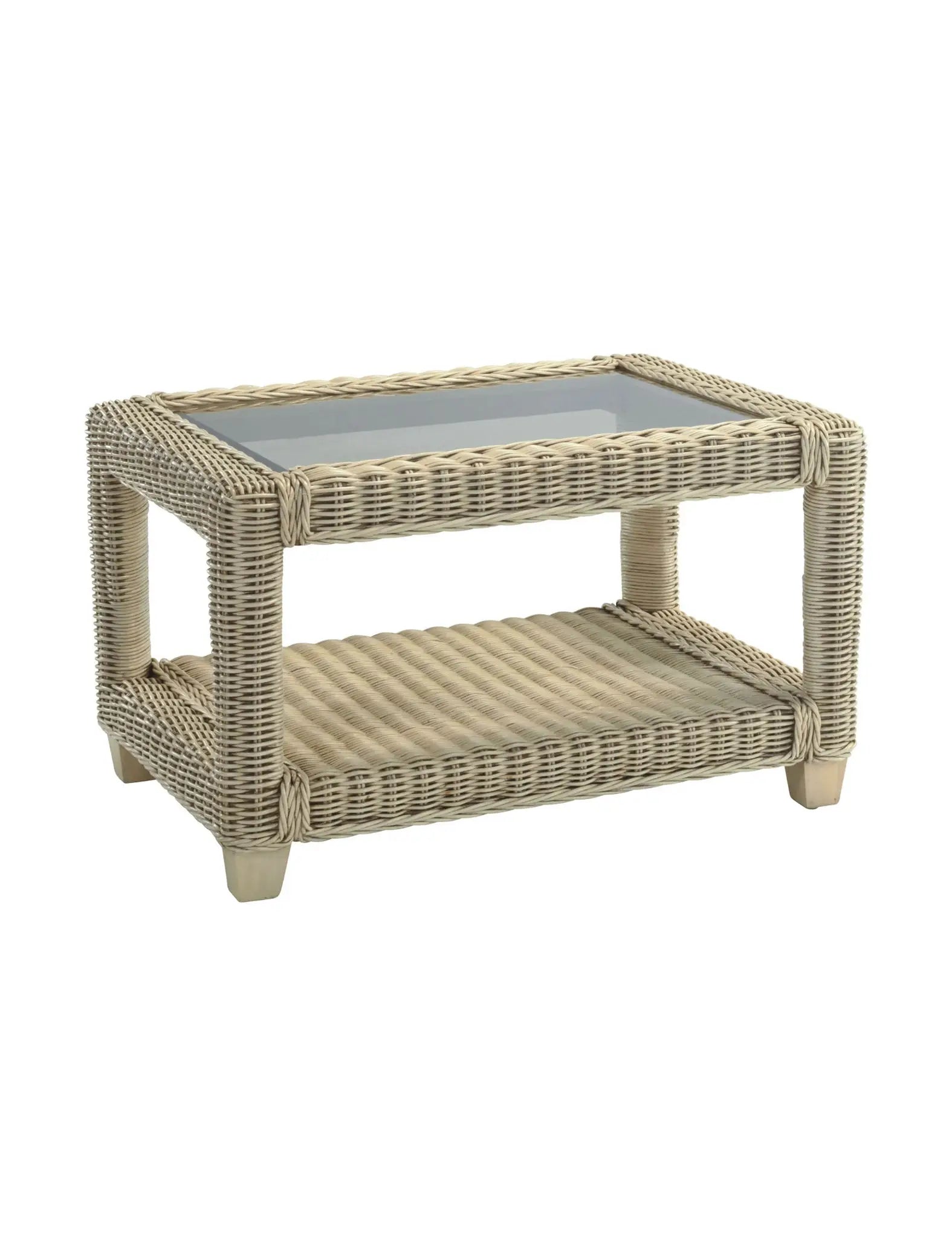 Santorini Handmade Wicker Coffee Table with Storage Shelf
