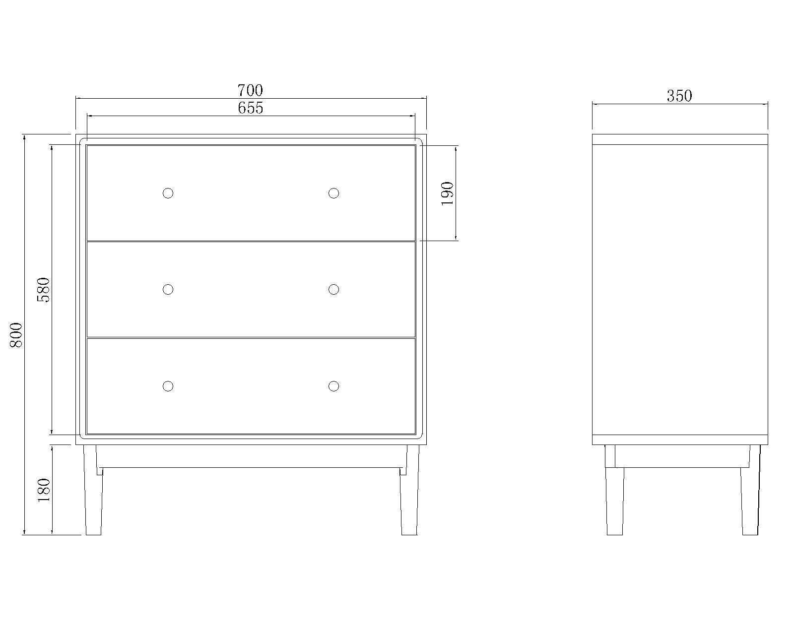 Image of Wright Oak Chest of 3 Drawers
