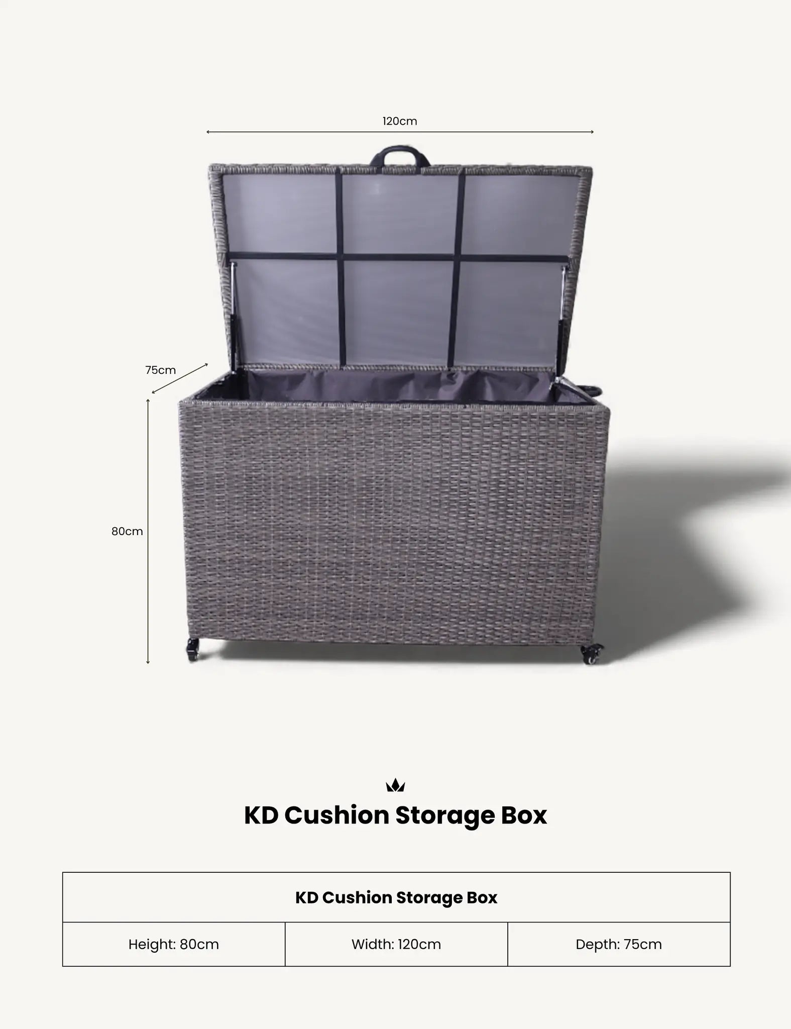 Image of Charcoal Weave 510L KD Cushion Storage Box