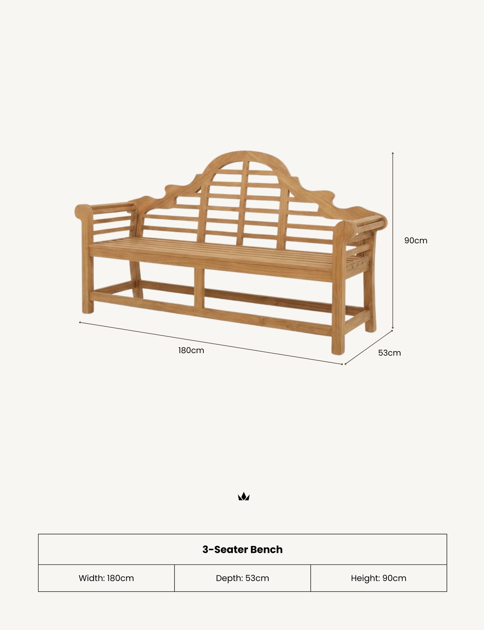 Image of CIARA 3-Seater Wooden Garden Bench