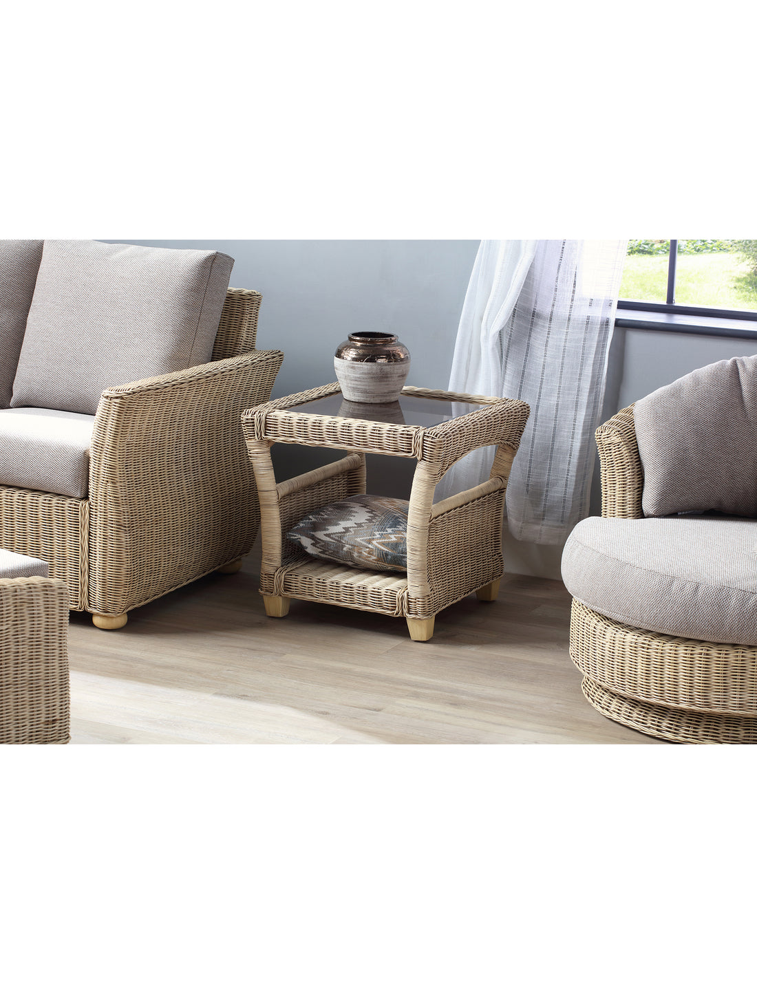 Vienna Wicker Side Table - Natural Coastal Design