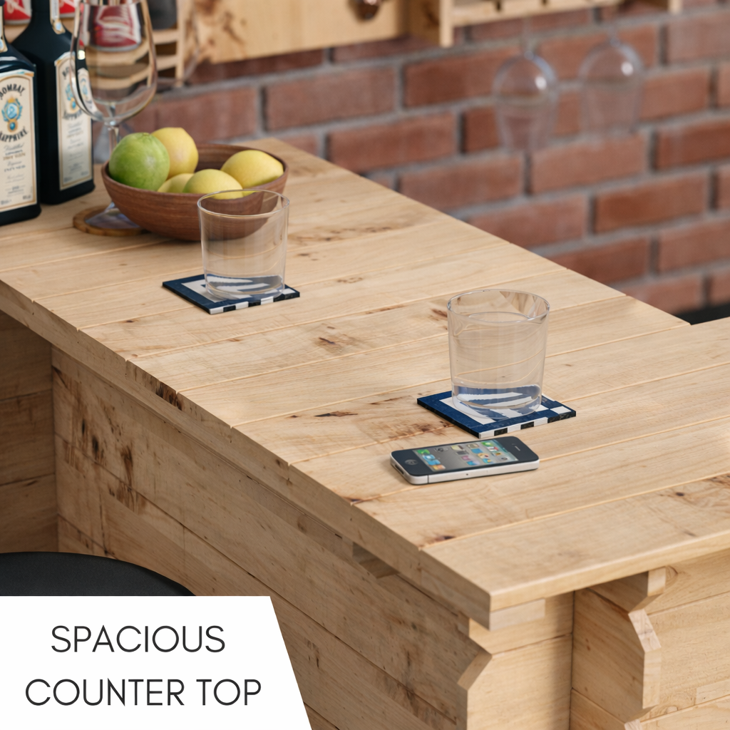 Image of Rustic Wooden Interlock Corner Bar - 110cm High