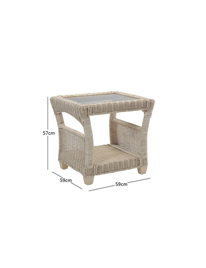 Vienna Wicker Side Table - Natural Coastal Design