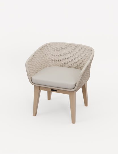 Roma 4 Seater Round Sunray with Terrazzo Insert Dining Set with Eden Dusk Chairs