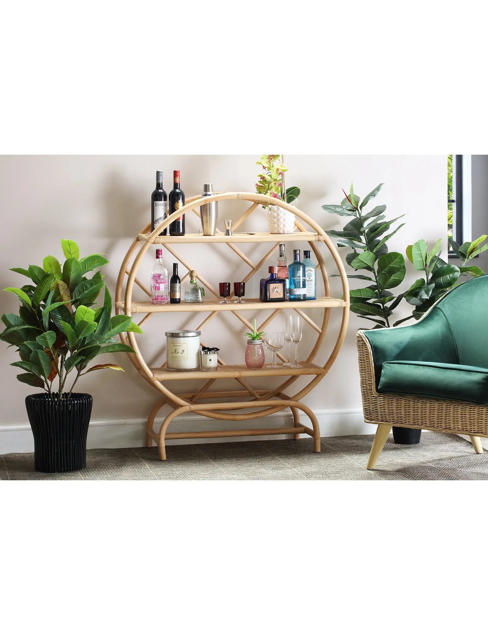 Image of Medium Verona Natural Rattan Etagere