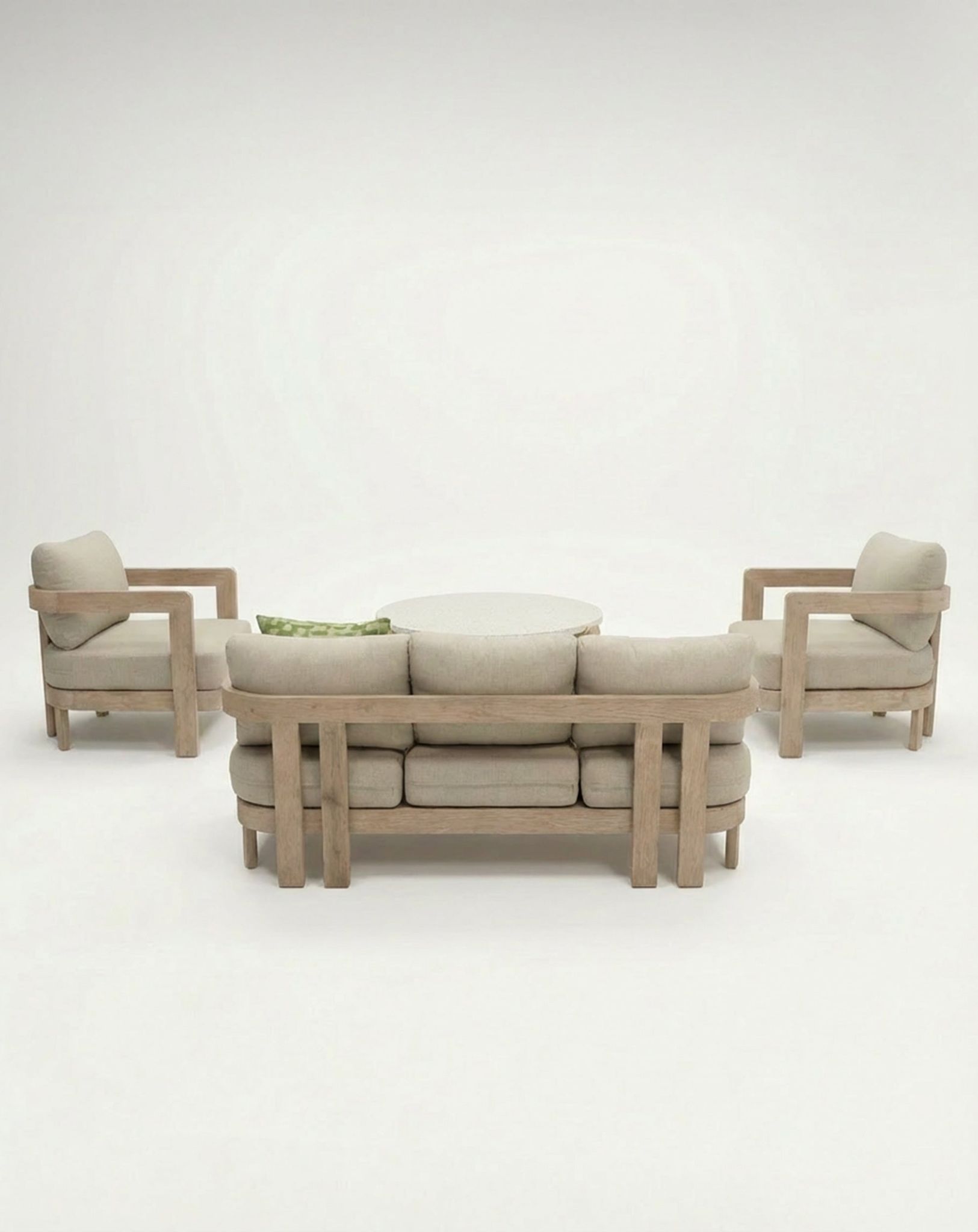 Image of EVORA 4-Seater Wood Lounging Set with Coffee Table
