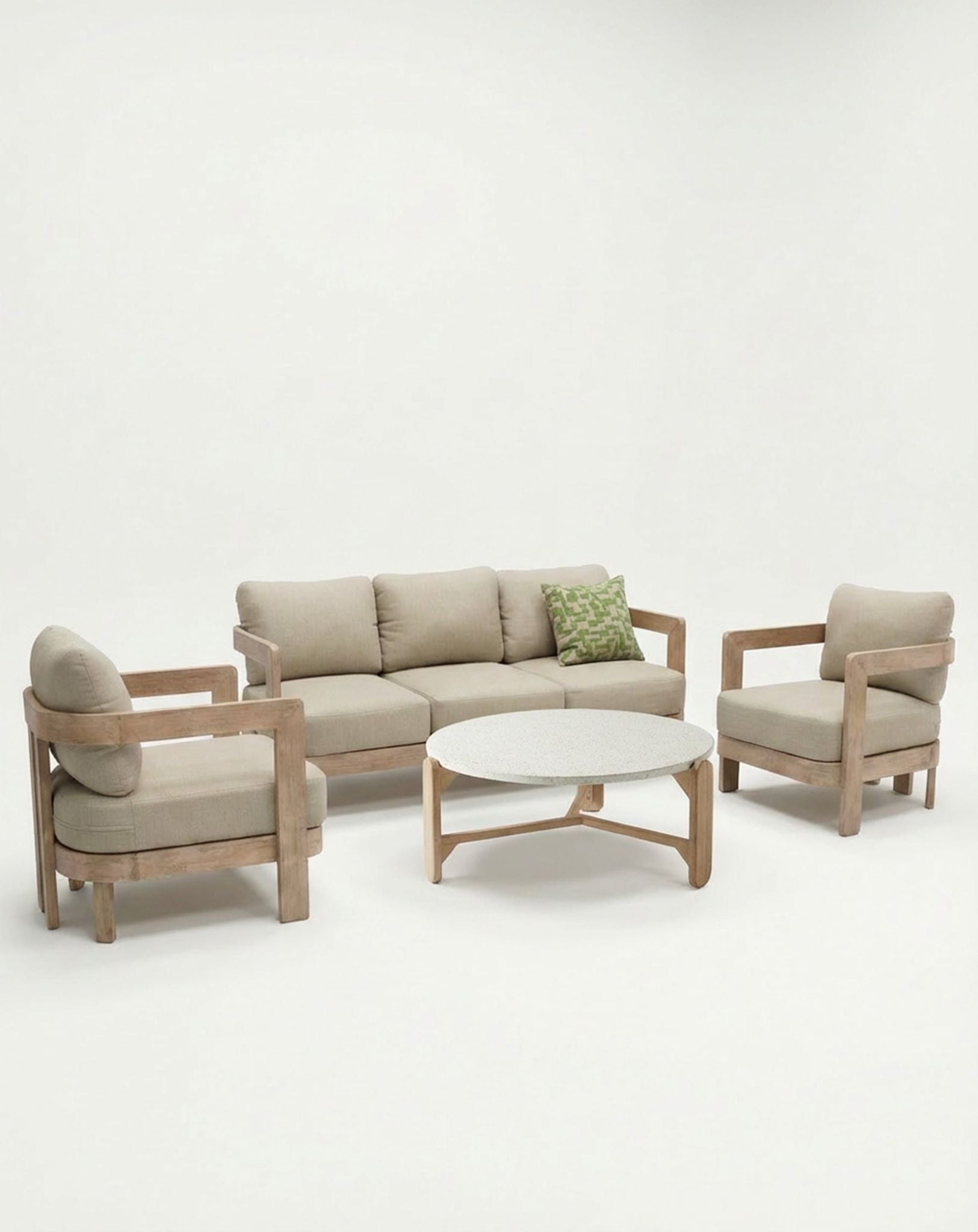Image of EVORA 5-Seater Wood Lounging Set with Coffee Table