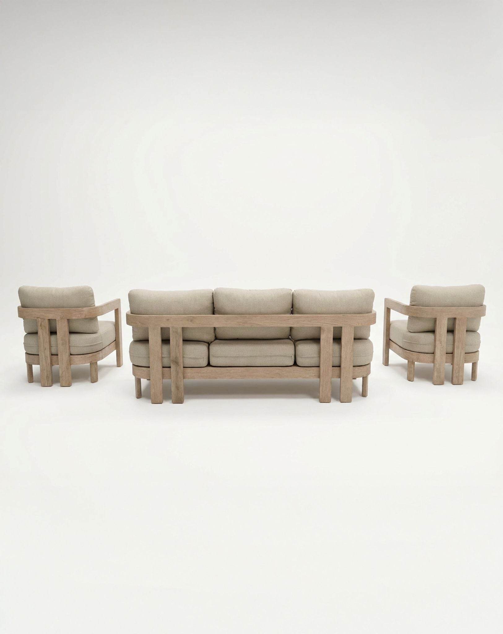 Image of EVORA 5-Seater Wood Lounging Set with Coffee Table