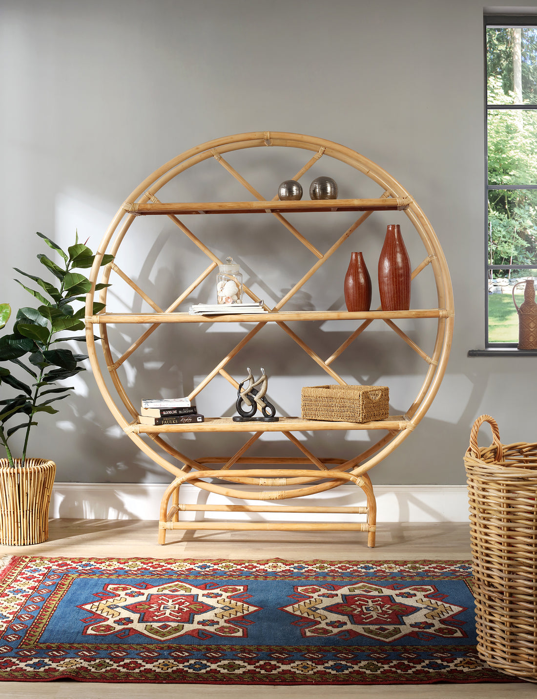 Large Verona Natural Rattan Etagere