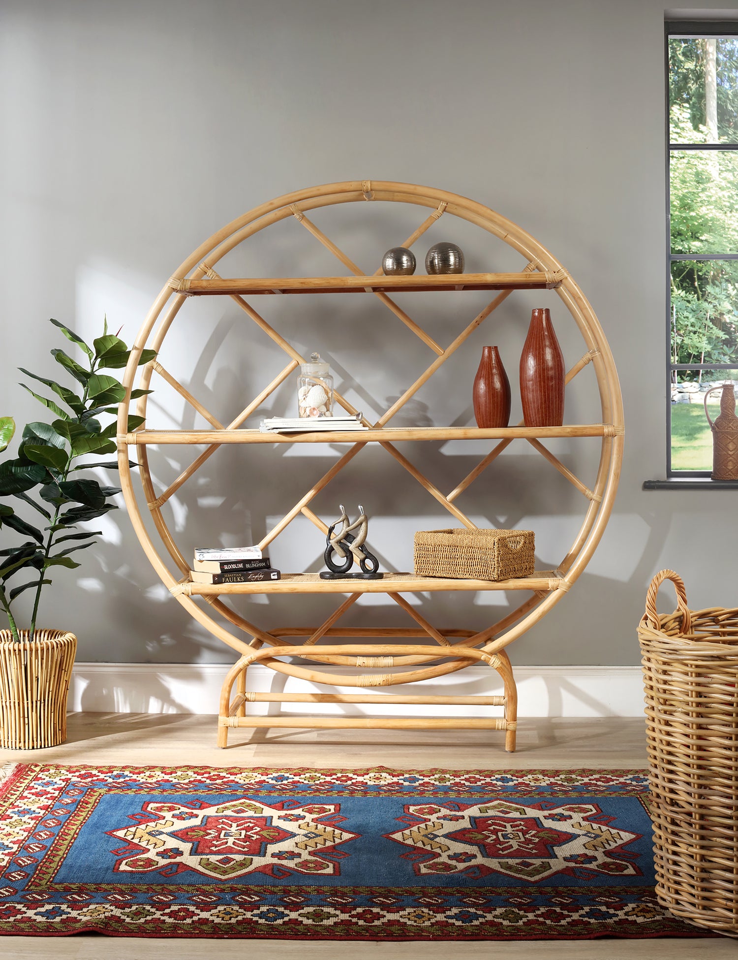 Large Verona Natural Rattan Etagere