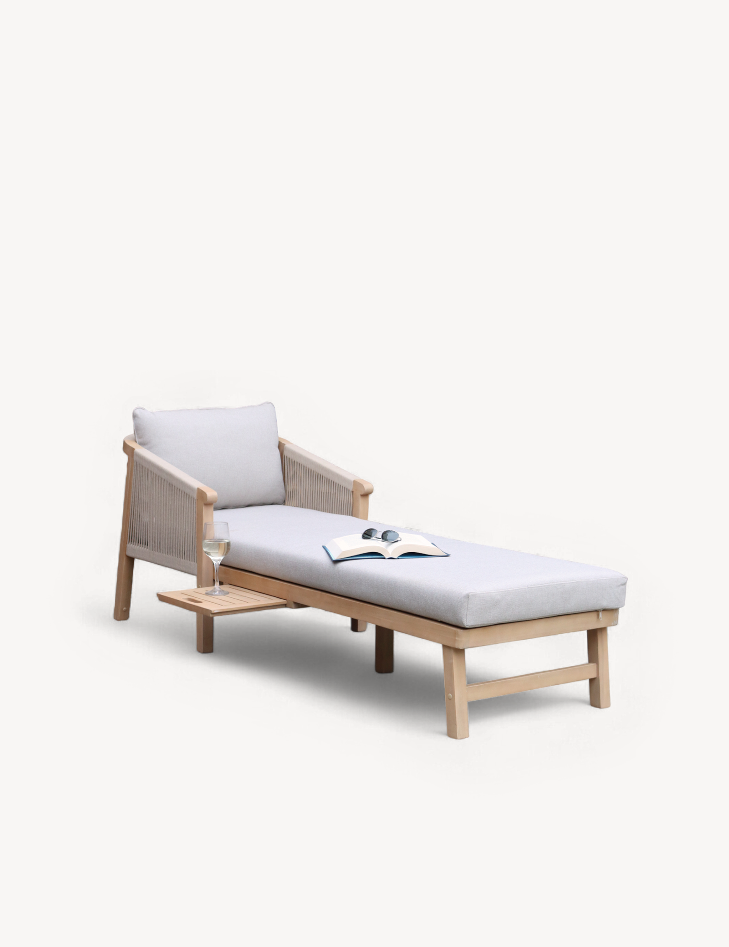 Roma Rope Sun Lounger with Pull-out Side Table