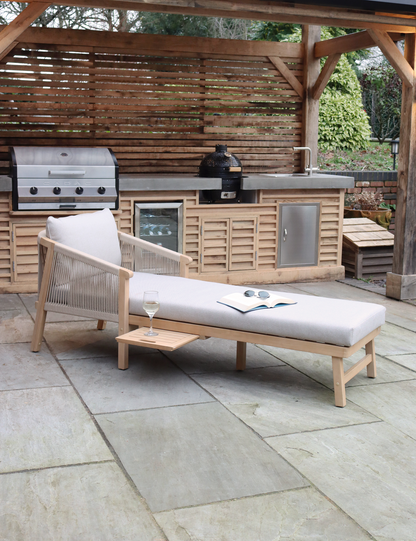 Roma Rope Sun Lounger with Pull-out Side Table