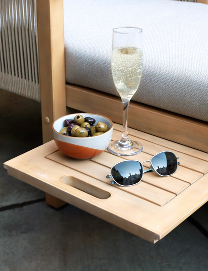 Roma Rope Sun Lounger with Pull-out Side Table