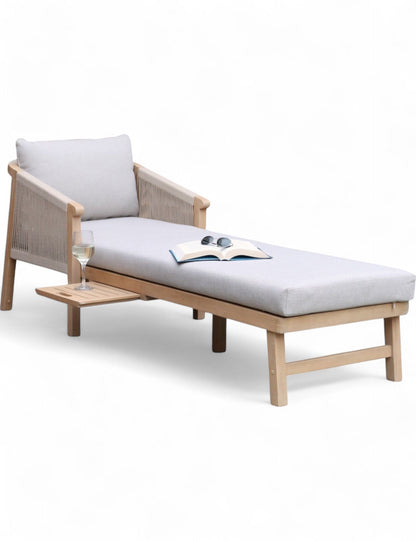 Roma Rope Sun Lounger with Pull-out Side Table