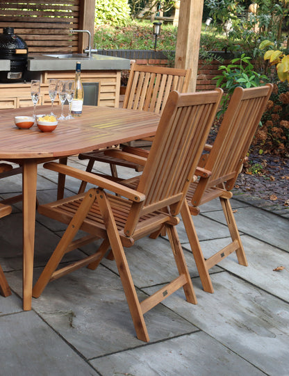 Ellipse 6 Seater Dining Set with Manhattan Recliner Armchairs