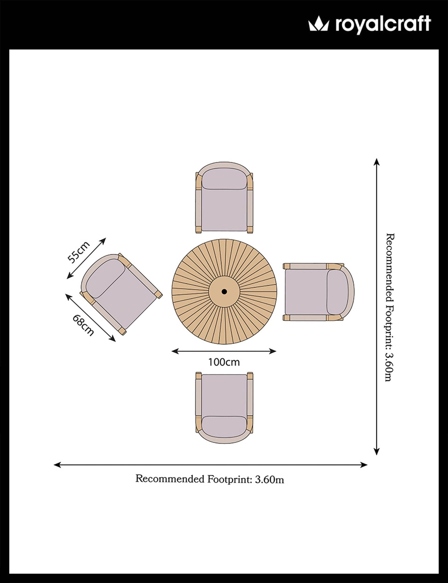 Roma 100cm Round Sunray High Bar Table with 4 Roma Deluxe Bar Stools
