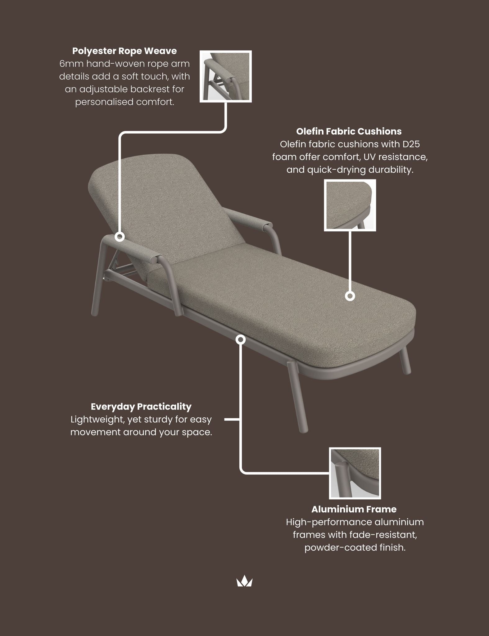 Image of HAZE Cocoa Sunlounger Pack of 2