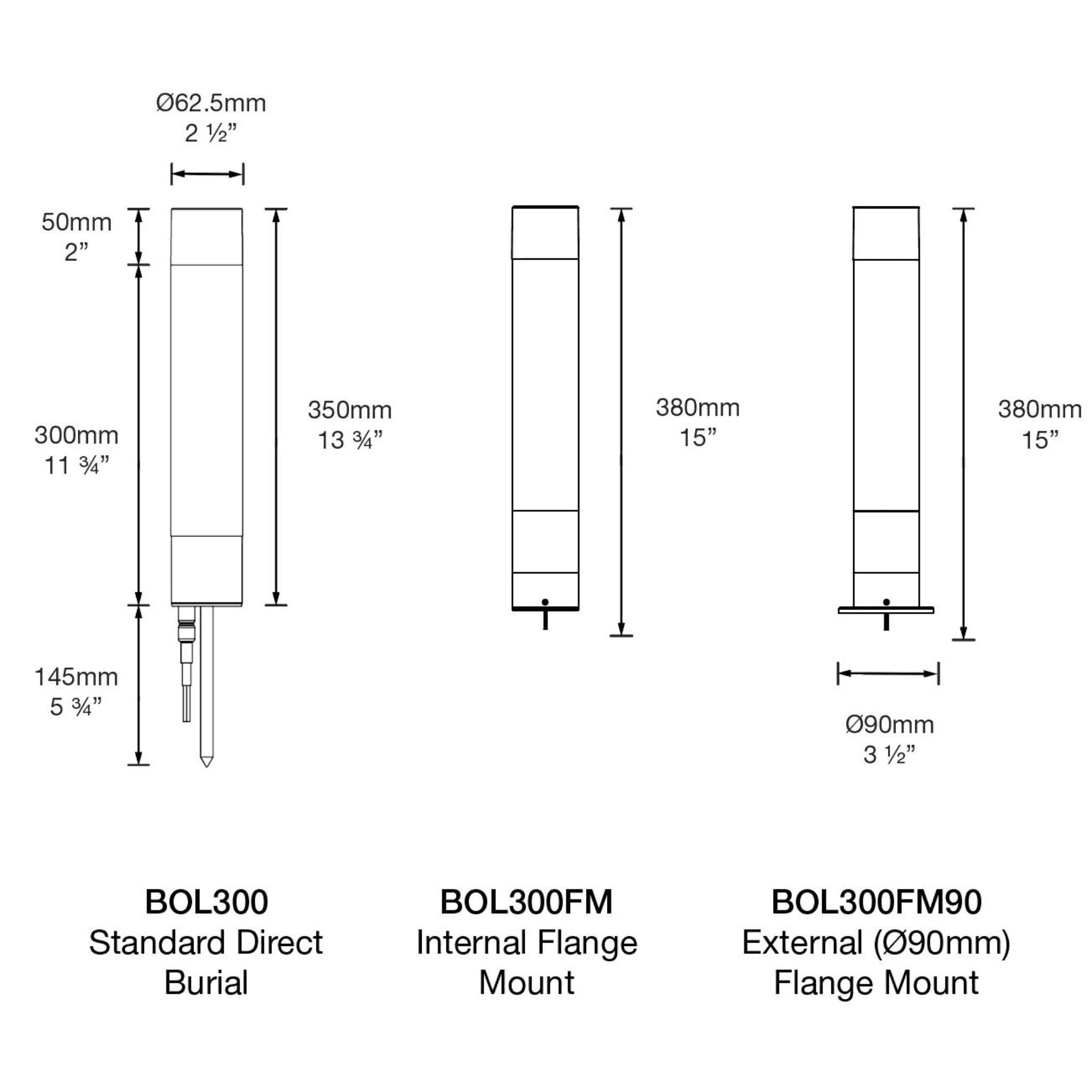 Image of Hunza Bollard 300mm Flange/Spike Mounted (GU10) - IP66