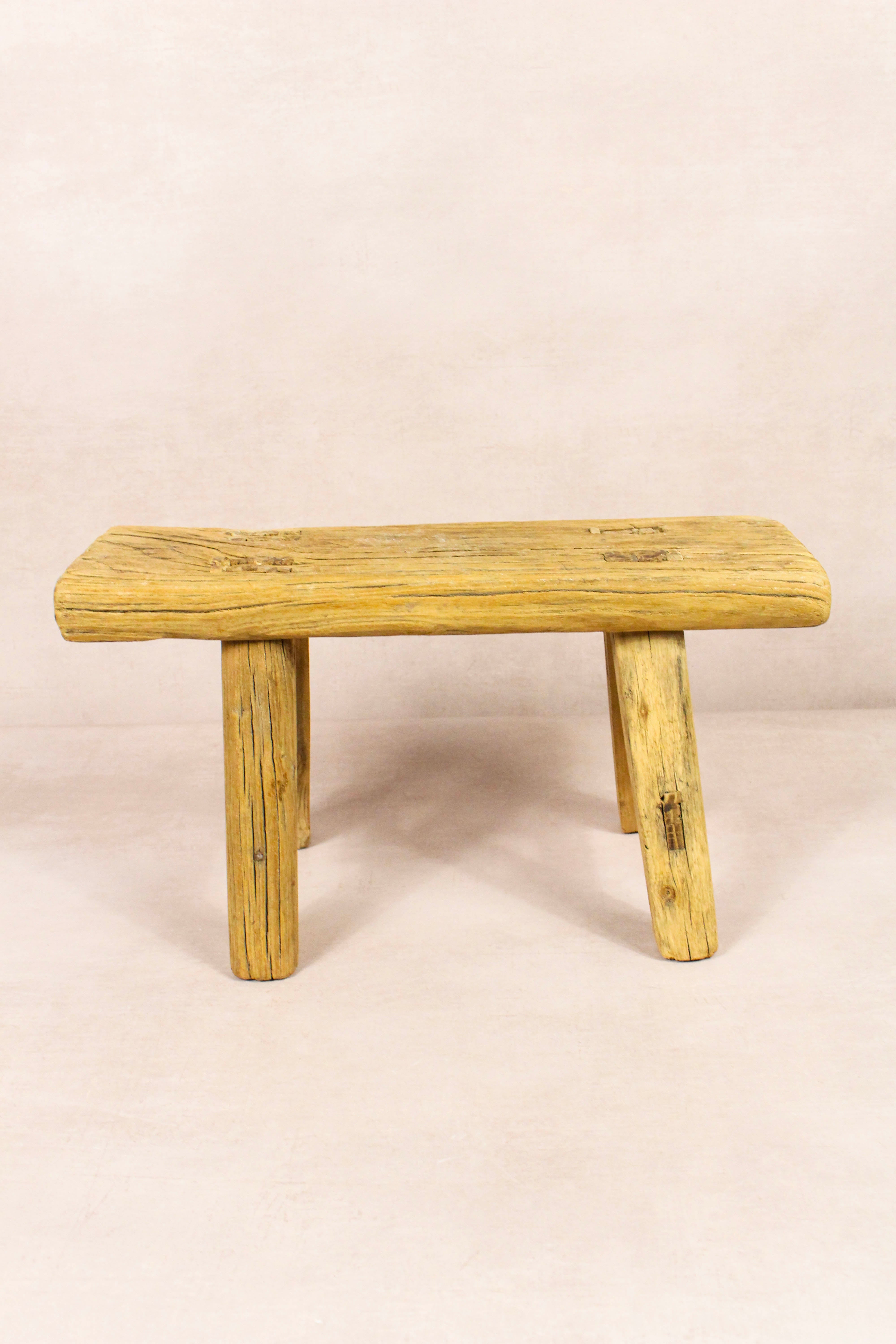Image of Vintage Rustic Stool - Elm wood - Small - 282