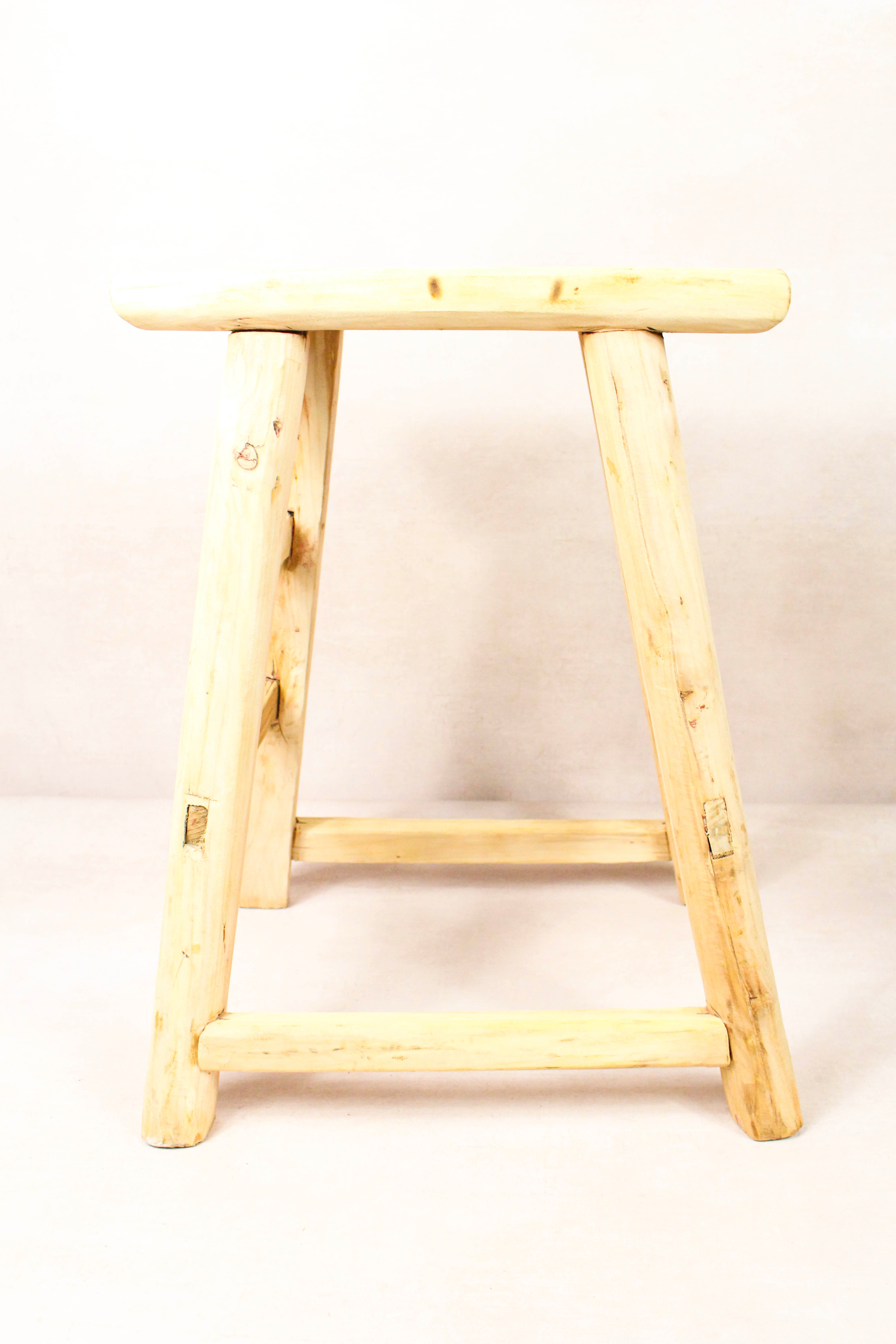 Image of Vintage Rustic Stool - Elm wood - 198