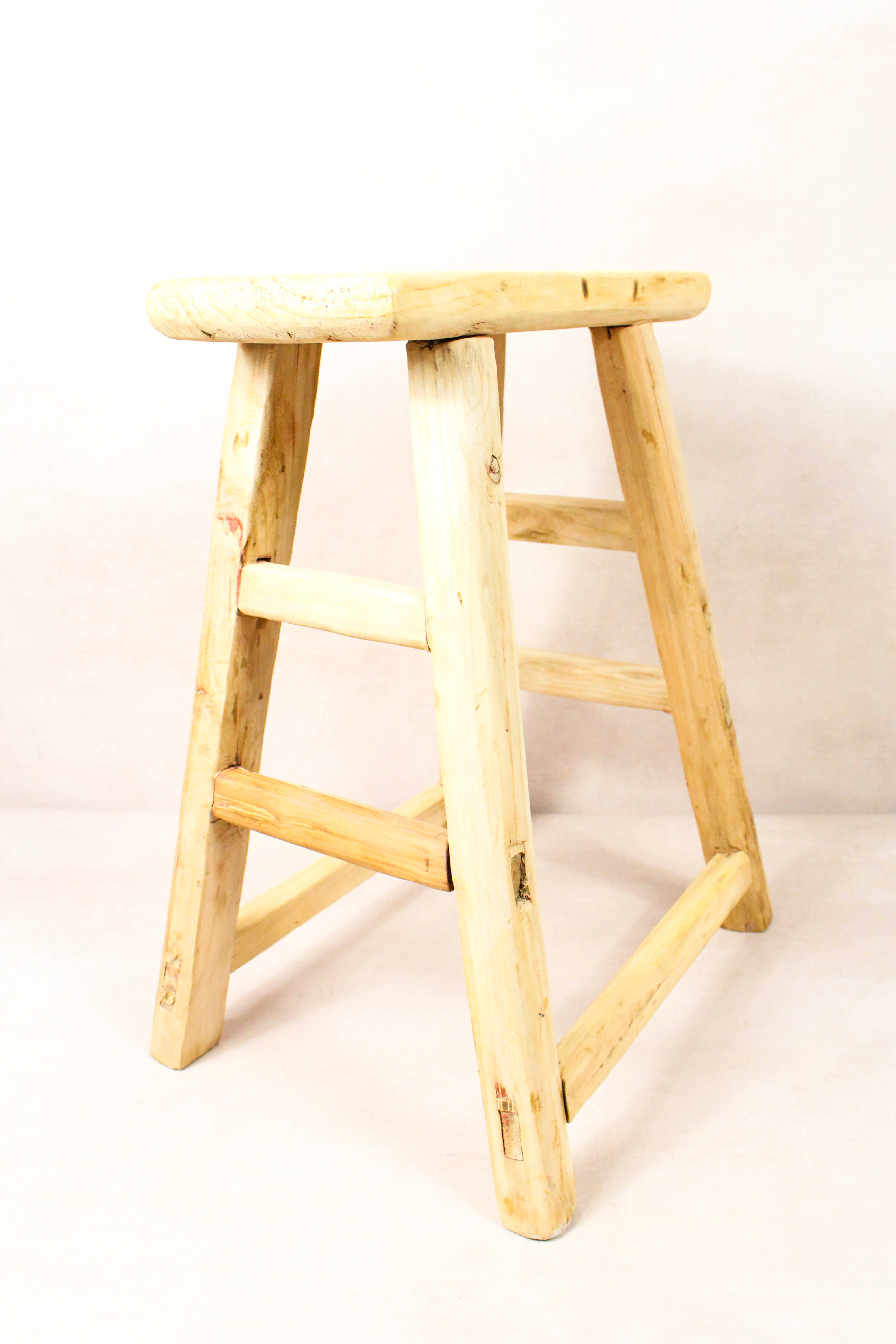Image of Vintage Rustic Stool - Elm wood - 198