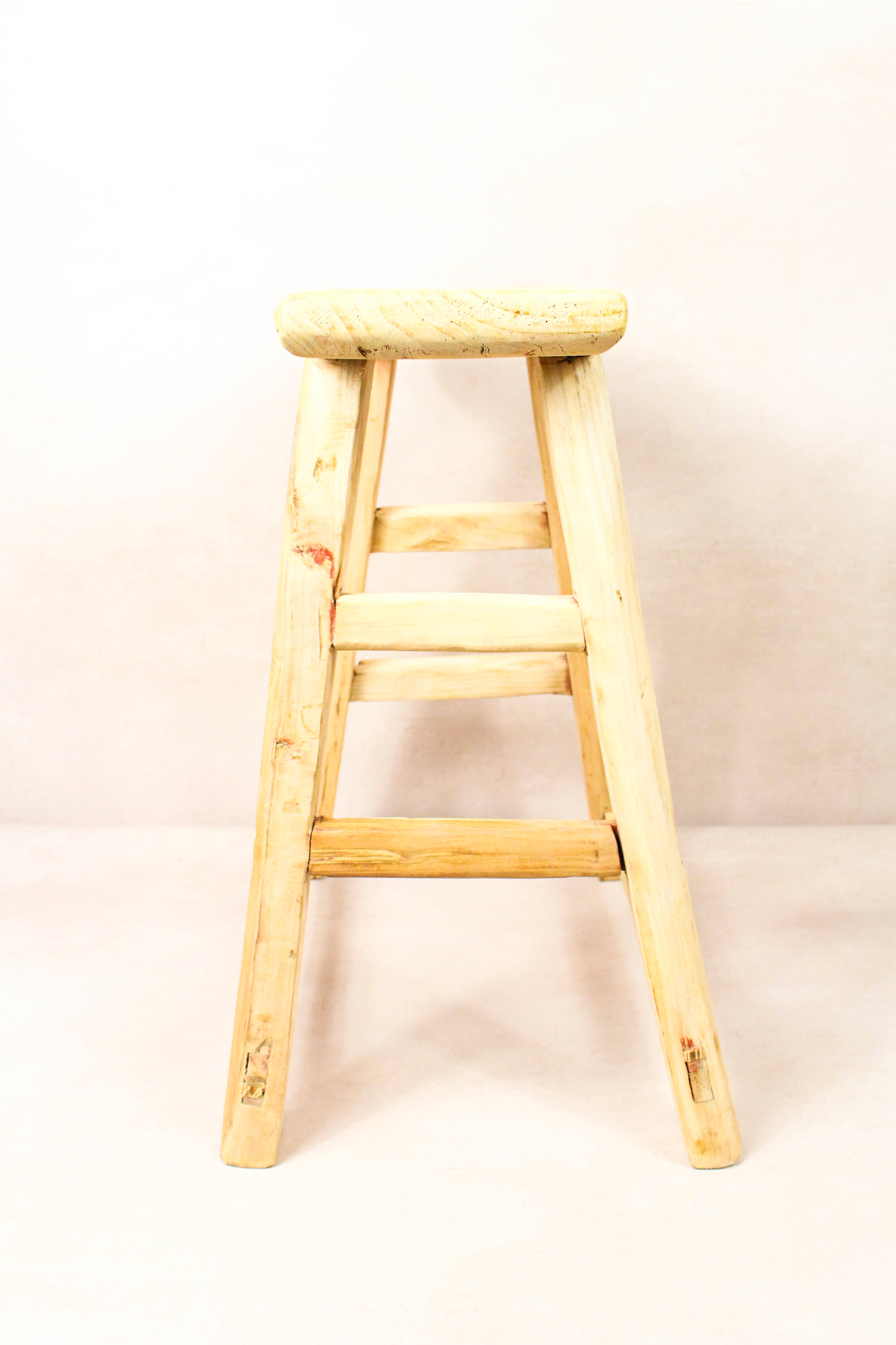 Image of Vintage Rustic Stool - Elm wood - 198