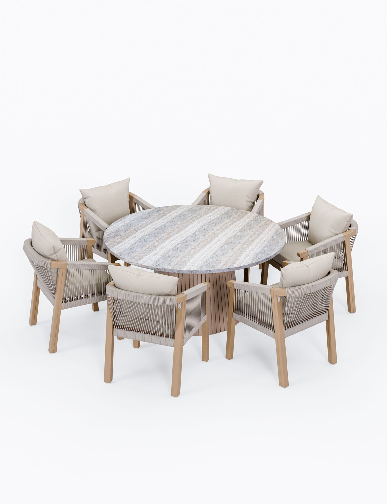 Image of Jupiter 6 Seater Round Conical Dining Set with Roma Dining Chairs