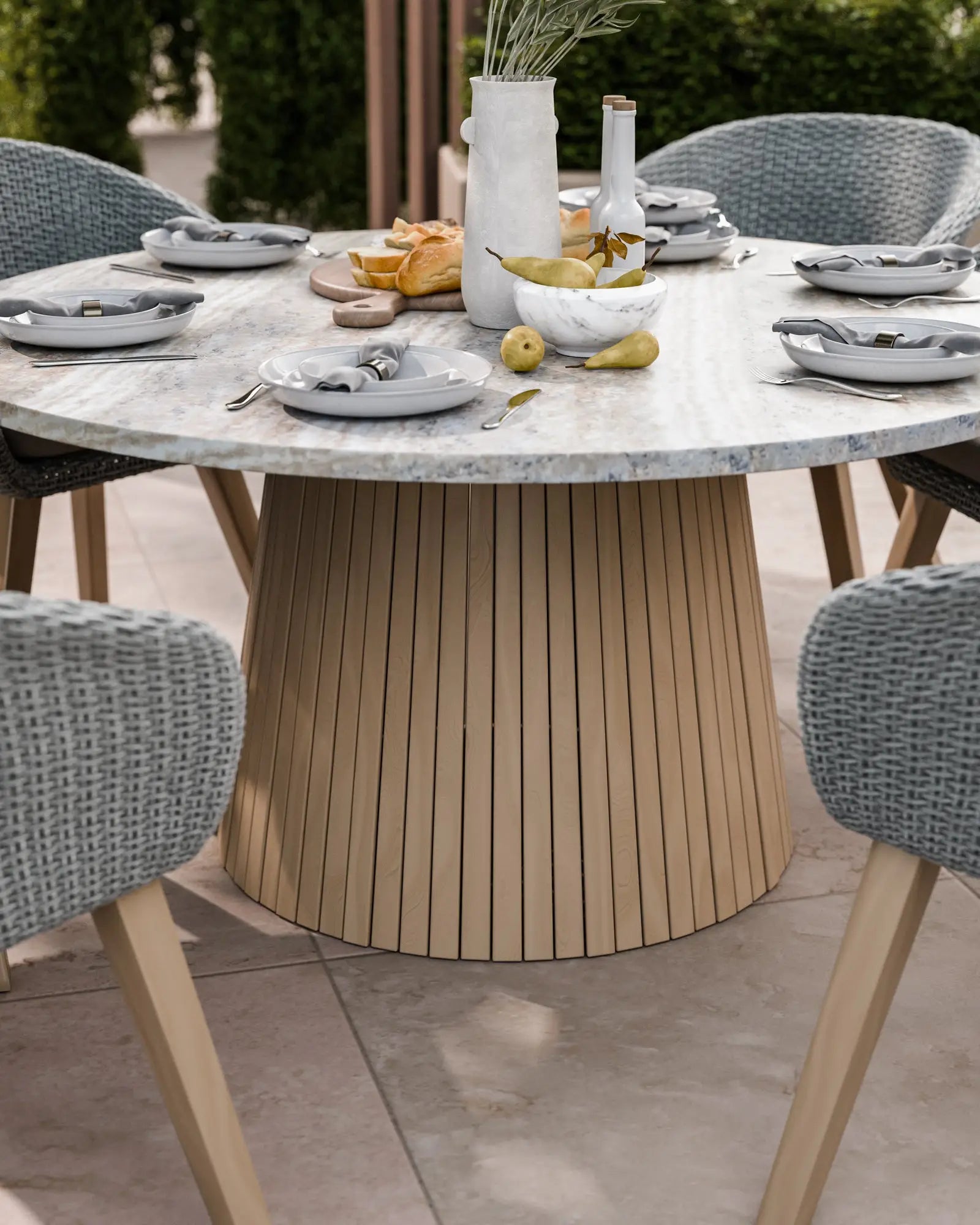 Jupiter 6 Seater Round Conical Dining Set with Sol Dining Chairs