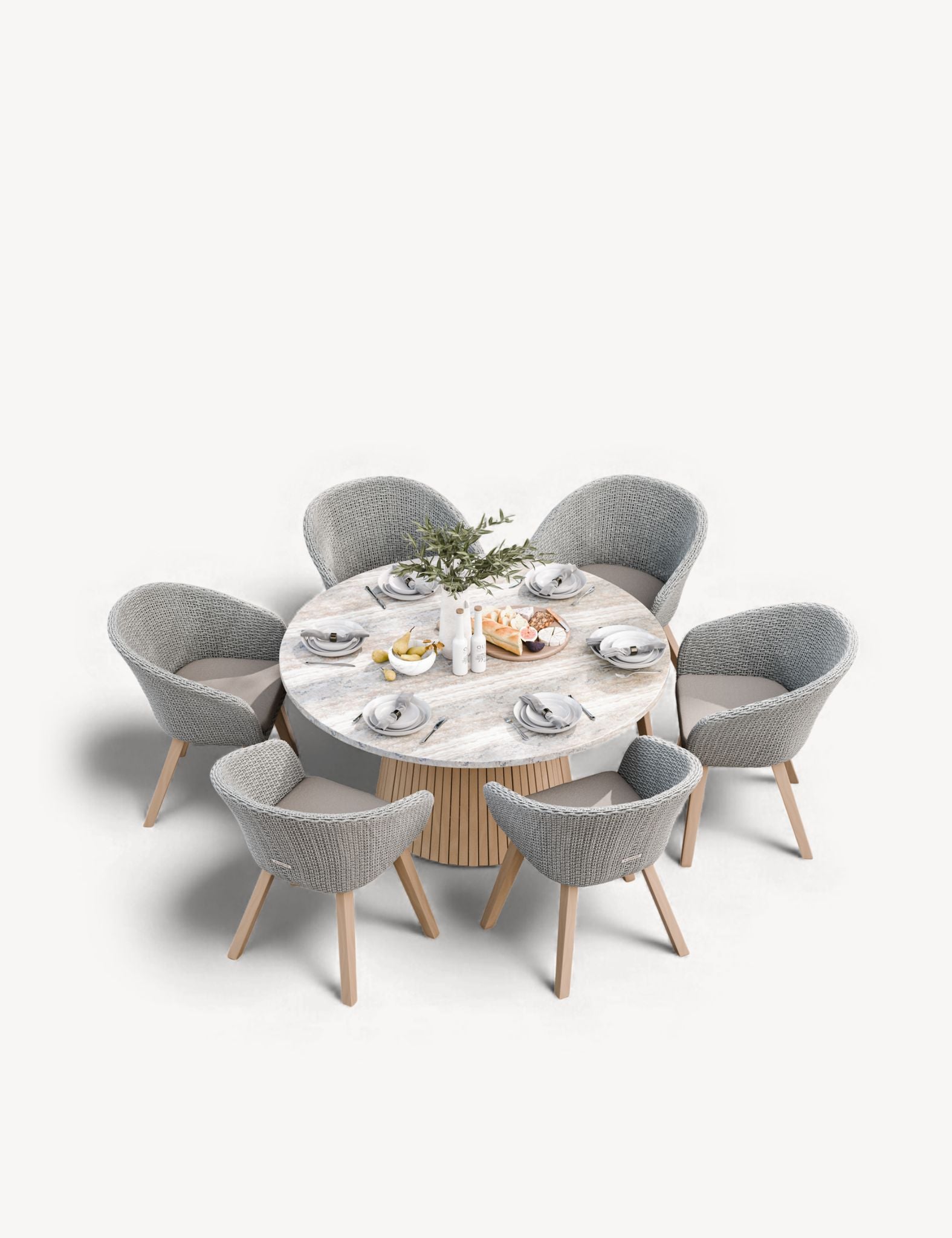 Image of Jupiter 6 Seater Round Conical Dining Set with Sol Dining Chairs