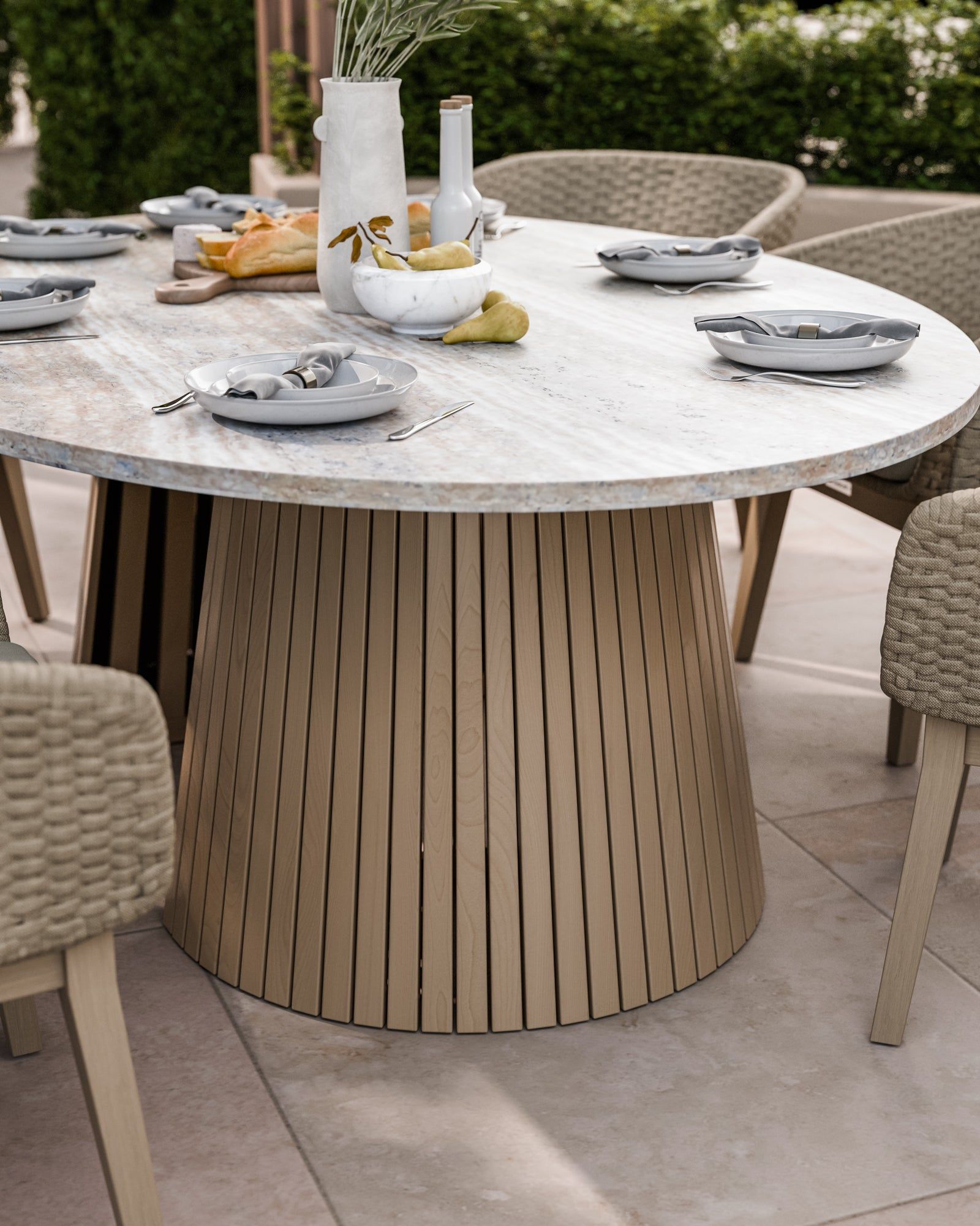 Image of Jupiter 6 Seater Ellipse D Conical Dining Set with Eden Dawn Dining Chairs